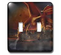 3dRose LLC. lsp_201075_2 Un drago attacca una città nella notte - doppio interruttore a levetta, multicolore