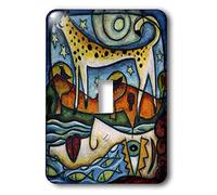 3dRose LLC lsp_21218_1 The River Dreams Its Swiftness Jpg colorato ghepardo gatto sogno fiume Acqua Fine Arte Surrealismo Singolo interruttore a levetta