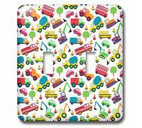 3DROSE llc. Lsp 222346 _ 2 B0172GUN7O cute Scattered Fire Construction Trucks, Cars pattern-double interruttore a levetta, multicolore