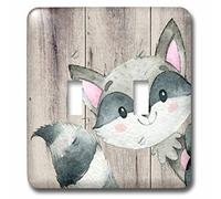 3DROSE llc. Lsp 252418 _ 2 B01MSPME5 N woodland-friends Raccoon Animal Forest Illustration Funny watercolor-double interruttore a levetta, multicolore