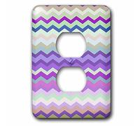 3dRose LLC lsp_56653_6 Viola Verde e Beige Colorato Zig Zag Chevron Pattern Ispirato a Maglia Modelli 2 Spina Outlet Cover