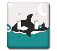 3DROSE llc. Lsp 58603 _ 2 B00LCHVA72 cute Orca Whale in the Ocean at night-double interruttore a levetta, multicolore