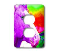 3dRose LLC lsp_79633_6 Un cavallo fatto in neon viola per bambini con sfondo al neon 2 coperchio presa