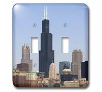 3DROSE llc. Lsp 90187 _ 2 B00AEGKXV6 Willis and Sears Tower, Chicago River, il-us14 dfr0095-david R. frazier-double interruttore a levetta, multicolore