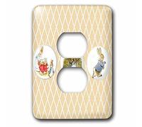 3DROSE LLC Lsp 99146 _ 6 Peter Rabbit and Friends Stories vintage Art 2 plug Outlet cover