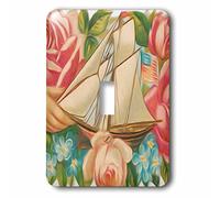 3dRose LSP_104601_1" Elegante Barca a vela vintage vittoriana circondata da bellissime rose interruttore a levetta singolo, multicolore