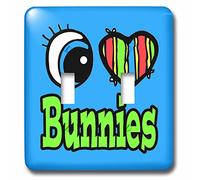 3dRose lsp_105914_2"Bright Eye Heart I Love Bunnies" doppio interruttore a levetta, multicolore