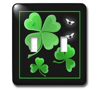 3dRose lsp_11686_2 Un bel motivo trifoglio su uno sfondo scuro con piccole farfalle bianche argentee