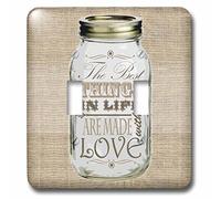 3DROSE Lsp 128507 2 Mason Jar on Burlap Print Brown The Best things in life are made with love Gifts For The Cook doppio interruttore a levetta