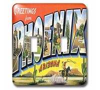 3dRose lsp_160716_2 Greetings From Phoenix Arizona con cowboy su un cavallo con un Lasso e Scene di The City Light Switch Cover