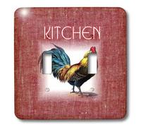 3dRose lsp_163397_2 Immagine di Gallo su denim rosso e parola coperchio interruttore della luce della cucina