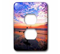3dRose lsp_167237_6 - Copripresa a 2 prese per surf, in spiaggia al tramonto che esce per l'ultima onda, multicolore