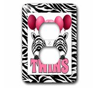 3dRose LSP_173047_6 Twins Girls Balloons Zebra Print Jungle Theme Outlet Cover Rosa
