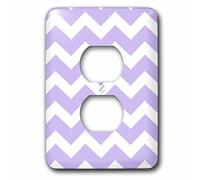 3DROSE Lsp 179683 _ 6 lilla viola e bianco ZIG zag chevron modello. Light Lavender Zigzags - 2 plug Outlet cover