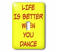 3dRose lsp_201978_1 Life is Better When You Dance Red Lettere su sfondo giallo - Interruttore a levetta singolo