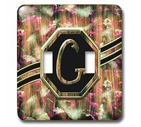 3dRose LSP_242362_2 Elegante Monogramma Rosa Camuffamento Lettera G Faux Gold Venature Legno Immagine Interruttore A Levetta Misto