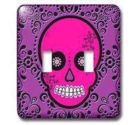 3dRose lsp_28872_2 Day of The Dead Día de Los Muertos Sugar Skull Pink Purple Black Scroll Design interruttore a levetta