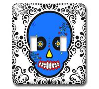 3dRose lsp_28874_2 Day of The Dead Día de Los Muertos Sugar Skull Blue White Black Scroll Design interruttore a levetta