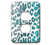 3dRose lsp_30862_6 - Copri presa a 2 prese con stampa leopardata, colore: verde acqua