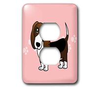 3dRose lsp_35536_6 - Copertura a due prese con carino bassetto e cane dei cartoni animati, rosa con impronte di zampe