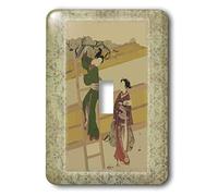 3dRose lsp_38119_1 - Interruttore a levetta da donna giapponese su sfondo orientale vintage