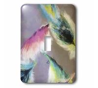 3dRose LSP_38243_1 - Interruttore a levetta singolo con piume nere e rosa, colore: Bianco