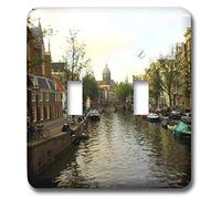 3dRose lsp_38331_2 Il sole che imposta sopra gli edifici unici di Amsterdam doppio interruttore a levetta