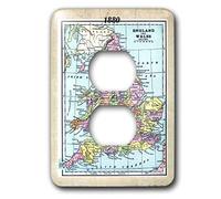 3dRose LSP_38898_6 1880 - Copertura per presa 2, motivo: mappa dell'Inghilterra e del Galles, non applicabile