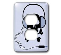 3dRose LSP_38997_6 - Cover per presa a 2 prese con teschio nero e cuffie blu