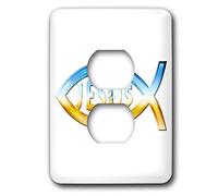 3dRose LSP_41753_6" Simbolo del pesce cristiano - Gesù (cromato) 2 tappi di copertura