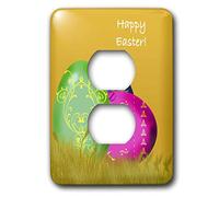 3dRose lsp_44027_6 - Uova decorata in erba dorata e felice Pasqua