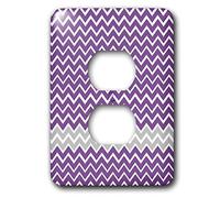 3dRose LSP_44147_6 - Copertura di uscita a strisce a zig-zag viola e grigio