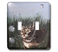 3dRose lsp_44352_2 - Interruttore a doppio levetta per gattino che si nasconde nell'erba