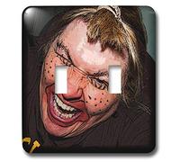 3dRose lsp_49539_2 "Lady vestita come brutto clown per Halloween con il suo volto molto animato, sciocco e spaventoso - Doppio interruttore a levetta