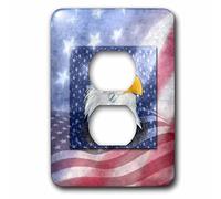 3dRose lsp_52250_6 - Cover per presa a 2 spine con bandiera degli Stati Uniti e American Eagle