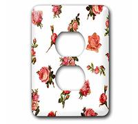 3dRose LSP_57081_6 - Coperchio per presa con 2 rose antiche, colore: Rosa