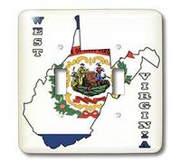 3dRose LSP_58769_2 Bandiera dello Stato nella mappa e lettere per West Virginia Doppio interruttore a levetta, non applicabile