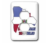 3dRose lsp_58772_6 La bandiera della Repubblica Dominicana nella mappa Contorno e parole Repubblica Dominicana 2 Plug Outlet Cover