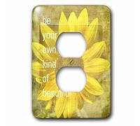 3dRose LSP_59114_6 Inspired Be Your Own Kind of Beautiful Yellow Sunflower 2 Plug Outlet Cover