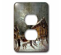 3dRose LSP_60438_6 Chiesa, neve, carrozza trainata da cavalli, cani e persone 2 tappi di copertura, non applicabile