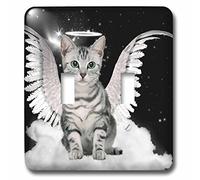 3dRose lsp_62893_2 Gray Tabby Cat Angelo seduto su una nuvola con un simpatico interruttore a levetta di alone e ali d'angelo