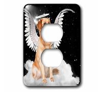 3dRose lsp_62894_6 Golden Retriever Angelo Cane Seduto Su Una Nuvola Con Un Carino Alone E Ali D'angelo 2 Spina Copertura Di Uscita