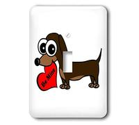 3dRose LSP_6340_1" Cute Dog Be Mine Heart - Interruttore a levetta singolo bassotto, multicolore