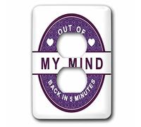 3dRose lsp_65154_6 Divertente dicendo fuori dalla mia mente indietro in 5 minuti in viola 2 presa di copertura