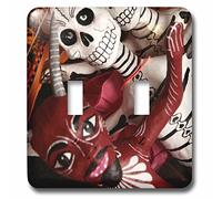 3dRose lsp_92650_2 - Interruttore doppio a levetta, motivo "Day of The Dead Skeletons, Santa Fe, New Mexico-US32 JMR0290-Julien McRoberts, multicolore