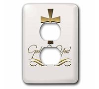 3dRose LSP_99112_6 Dio ama la croce colorata oro su sfondo crème 2 copripresa, multicolore