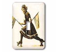 3dRose Patriotic American Roller Skating Suffragette Vintage Early 1900s Interruttore a levetta Singola, Multicolore