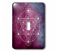 3dRose Sacred Star Geometry On A Purple And Blue Background Interruttore a levetta Singolo, Viola/Blu/Teal