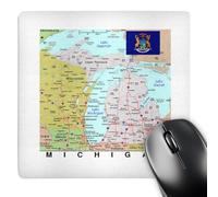 3dRose Tappetino per mouse immagine della mappa topografica del Michigan con bandiera dello stato - 20,3 x 20,3 cm (mp_290307_1)