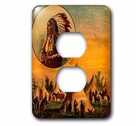 3dRose Vintage Illustration of Native American from a Magic Lantern Slide. Coperchio Presa, Multicolore